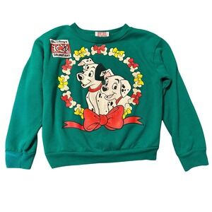 Vintage 101 Dalmatians Sweatshirt Toddler Size Green 90s Disney Christmas